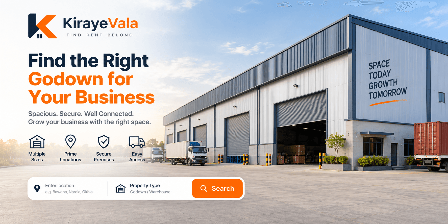 Spacious godowns and industrial spaces — warehouses and industrial spaces in Delhi NCR, directly from owners.