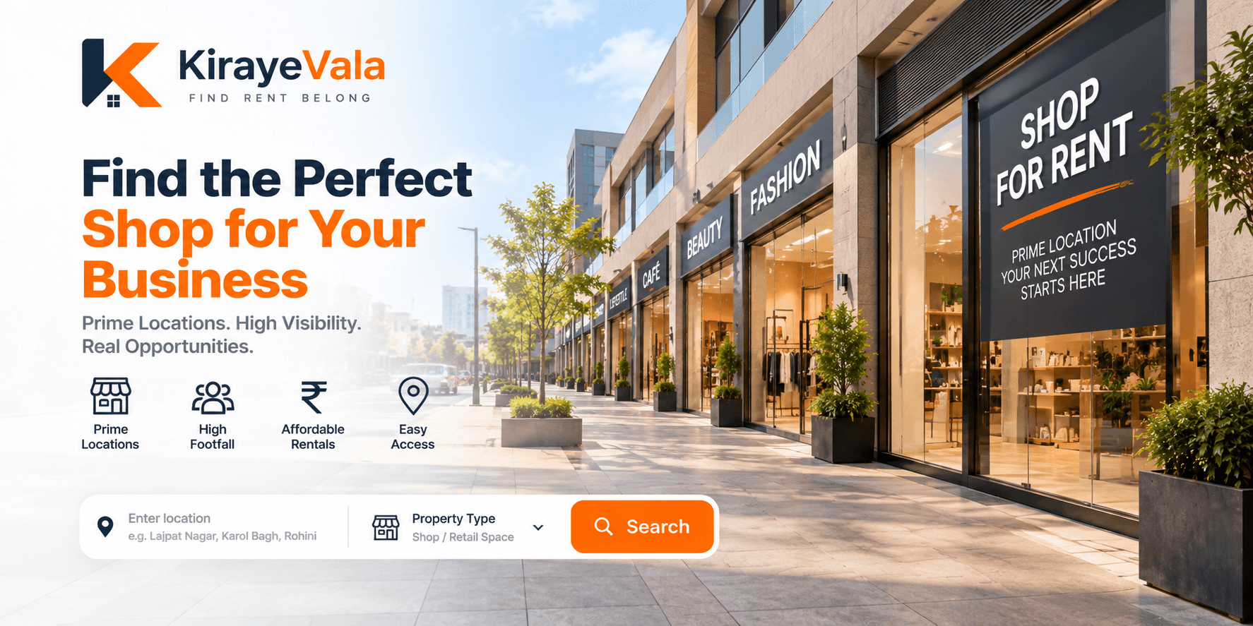 Find the perfect shop for your business — prime commercial spaces in Delhi NCR, directly from owners.